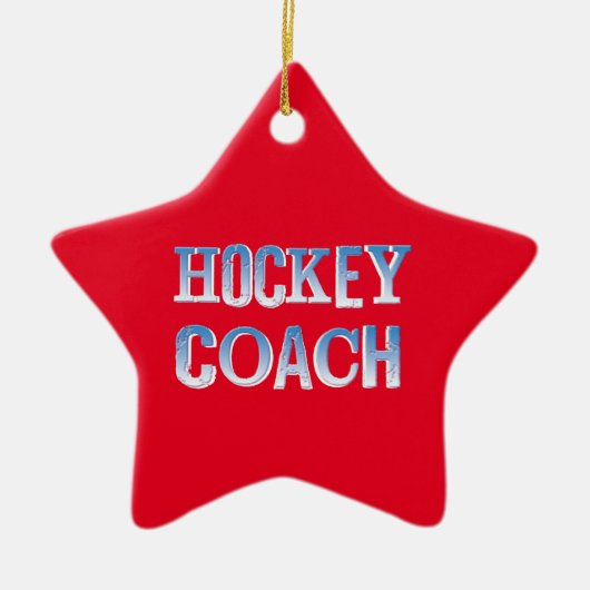 Hockey Coach Ruw Blauw Tekst Keramisch Ornament (Voorkant)