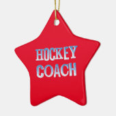 Hockey Coach Ruw Blauw Tekst Keramisch Ornament (Links)