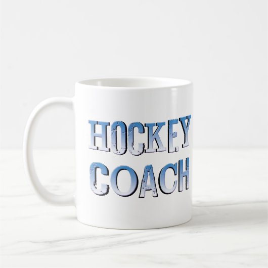 Hockey Coach Ruw Blauw Tekst Koffiemok (Links)