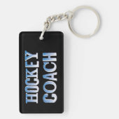 Hockey Coach Ruw Blauw Tekst Sleutelhanger (achterkant)