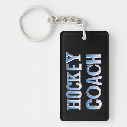 Hockey Coach Ruw Blauw Tekst Sleutelhanger (Voorkant)