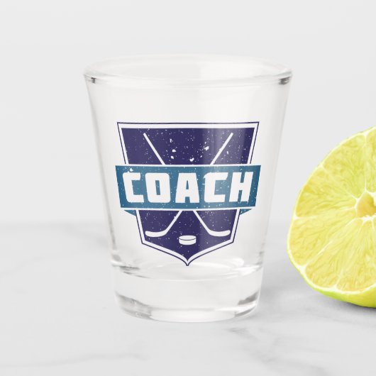 Hockey Coach, Shield, Blue, Shot Glas (Voorkant)