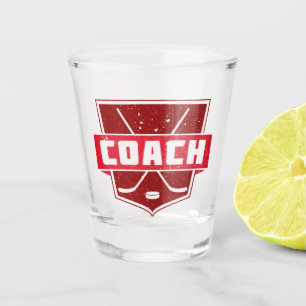 Hockey Coach Shield, Red Shot Glas