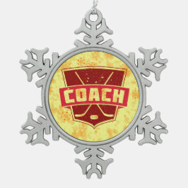 Hockey Coach Snowflake kerstboomdecoratie Tin Sneeuwvlok Ornament