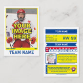 Hockey Collectible Trading Kaart | Geel Contactkaartje (Voorkant / Achterkant)