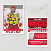 Hockey Collectible Trading Kaart | Rood Contactkaartje (Voorkant / Achterkant)