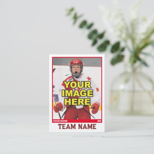 Hockey Collectible Trading Kaart | Rood Contactkaartje (Staand voorkant)