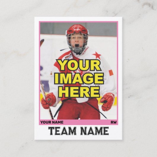 Hockey Collectible Trading Kaart | Roze Contactkaartje (Voorkant)