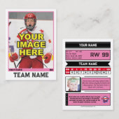 Hockey Collectible Trading Kaart | Roze Contactkaartje (Voorkant / Achterkant)