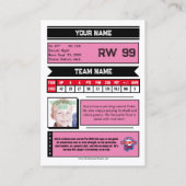 Hockey Collectible Trading Kaart | Roze Contactkaartje (Achterkant)