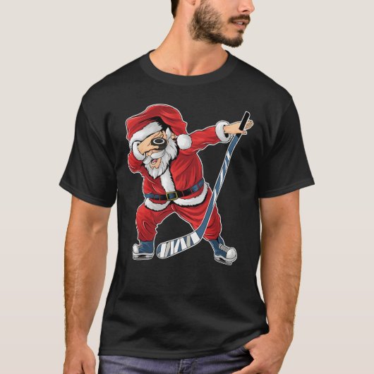 Hockey Dabbing Santa Claus Kerstmis T-shirt (Voorkant)