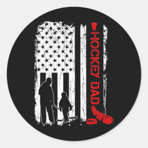 Hockey Dad Gift Hockey American Flag Ronde Sticker