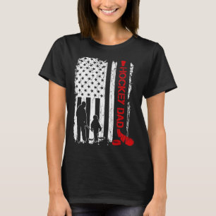 Hockey Dad Gift Hockey American Flag T-shirt