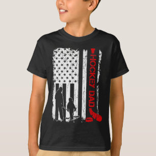 Hockey Dad Gift Hockey American Flag T-shirt