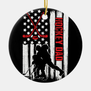 Hockey Dad Hockey American Flag Vaderdag Keramisch Ornament
