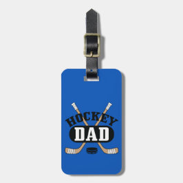 Hockey Dad Hockey Sticks and Puck Blue Bagagelabel
