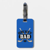 Hockey Dad Hockey Sticks and Puck Blue Bagagelabel (Achterkant verticaal)