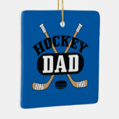 Hockey Dad Hockey Sticks and Puck Blue Keramisch Ornament (Rechts)