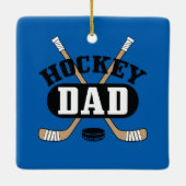 Hockey Dad Hockey Sticks and Puck Blue Keramisch Ornament (Achterkant)