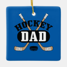 Hockey Dad Hockey Sticks and Puck Blue Keramisch Ornament