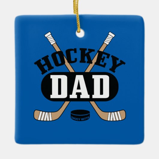 Hockey Dad Hockey Sticks and Puck Blue Keramisch Ornament (Voorkant)