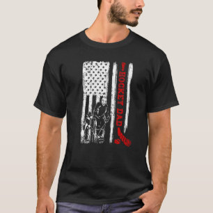 Hockey Dad Retro  US Flag Hockey Player T-shirt