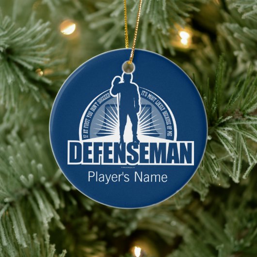 Hockey Defenseman Ceramic Ornament (Boom)