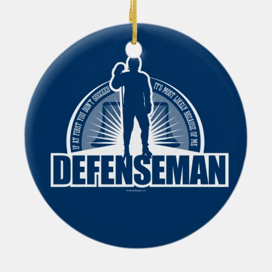 Hockey Defenseman Ceramic Ornament (Achterkant)