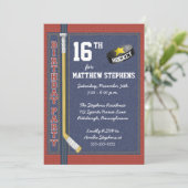 Hockey Denim Bricks Rustieke Sport Verjaardagsfees Kaart (Staand voorkant)