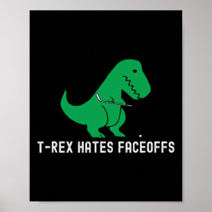 Hockey Dinosaur T-rex Grappig Haat Faceoffs Liefde Poster