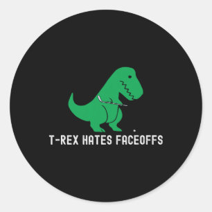 Hockey Dinosaur T-rex Grappig Haat Faceoffs Liefde Ronde Sticker