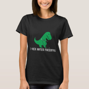 Hockey Dinosaur T-rex Grappig Haat Faceoffs Liefde T-shirt