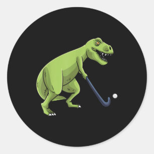Hockey Dinosaurus T-rex Speler Mannen Vrouwen Tien Ronde Sticker