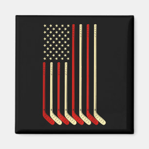 Hockey doelman cadeau usa vlag hockeystick ijs magneet