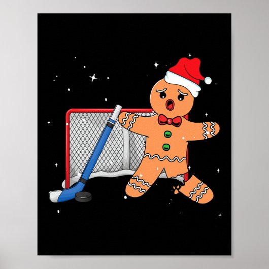 Hockey Doelman Gingerbread Doelman Grappige Kerstm Poster (Voorkant)