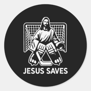 Hockey Doelman Keeper Jezus Redt Christen Hoc Ronde Sticker