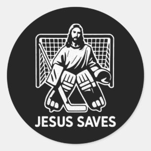 Hockey Doelman Keeper Jezus Slaat Christelijke Hoc Ronde Sticker