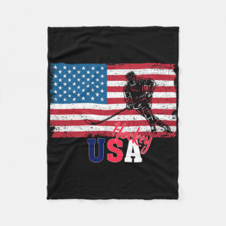 Hockey Doelman Usa Vlag Hockeystick IJshockey Voor Fleece Deken