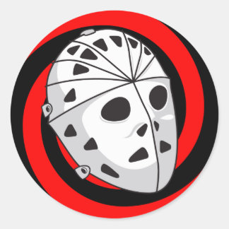 hockey doelmanmasker rood zwart ronde sticker