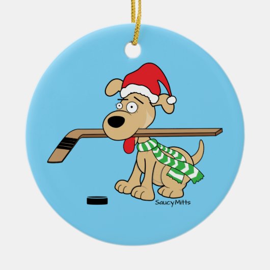Hockey Dog-kerstdecor Keramisch Ornament (Voorkant)