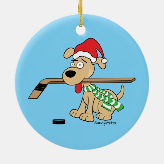 Hockey Dog-kerstdecor Keramisch Ornament (Achterkant)