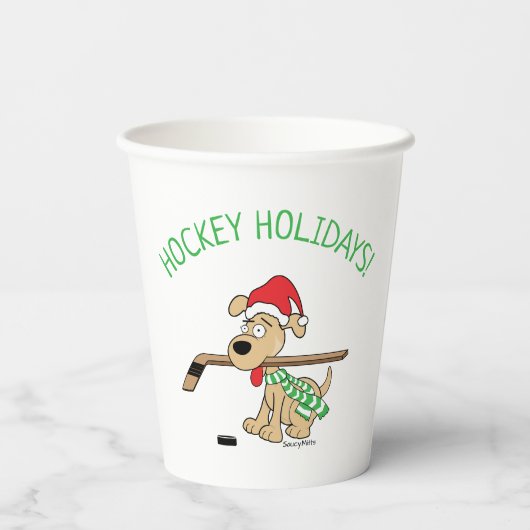 Hockey Dog Kerstmis Papieren Bekers (Achterkant)