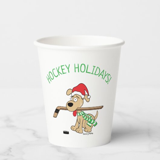 Hockey Dog Kerstmis Papieren Bekers (Voorkant)