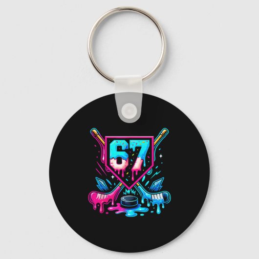 Hockey Drip 6 7 Number 67 Six Seven Meme Men Boys  Sleutelhanger (Voorkant)