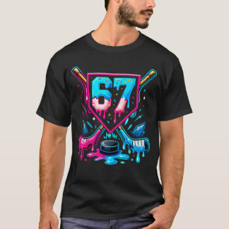 Hockey Drip 6 7 Nummer 67 Zes Zeven Meme Mannen T-shirt