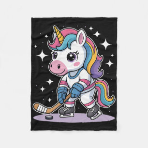 Hockey Eenhoorn IJshockey Schattig Grappig Meisjes Fleece Deken