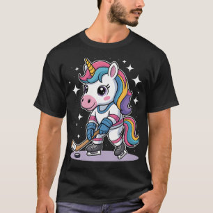 Hockey Eenhoorn IJshockey Schattig Grappig Meisjes T-shirt