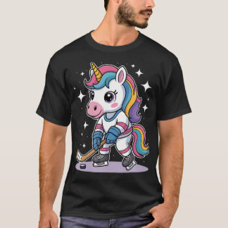 Hockey Eenhoorn IJshockey Schattig Grappig Meisjes T-shirt