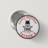 Hockey Eerste Jaar Down 1e verjaardag Ronde Button 3,2 Cm (Voorkant /achterkant)