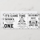 Hockey eerste jaar down 1e verjaardag ticket kaart (Voorkant)